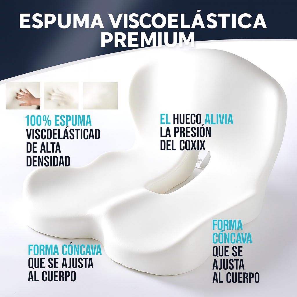 Cojín de Asiento Ortopédico de Espuma Viscoelástica