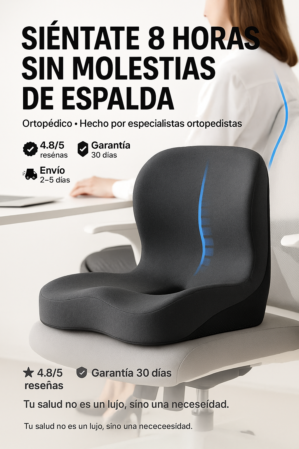 Cojín de Asiento Ortopédico de Espuma Viscoelástica