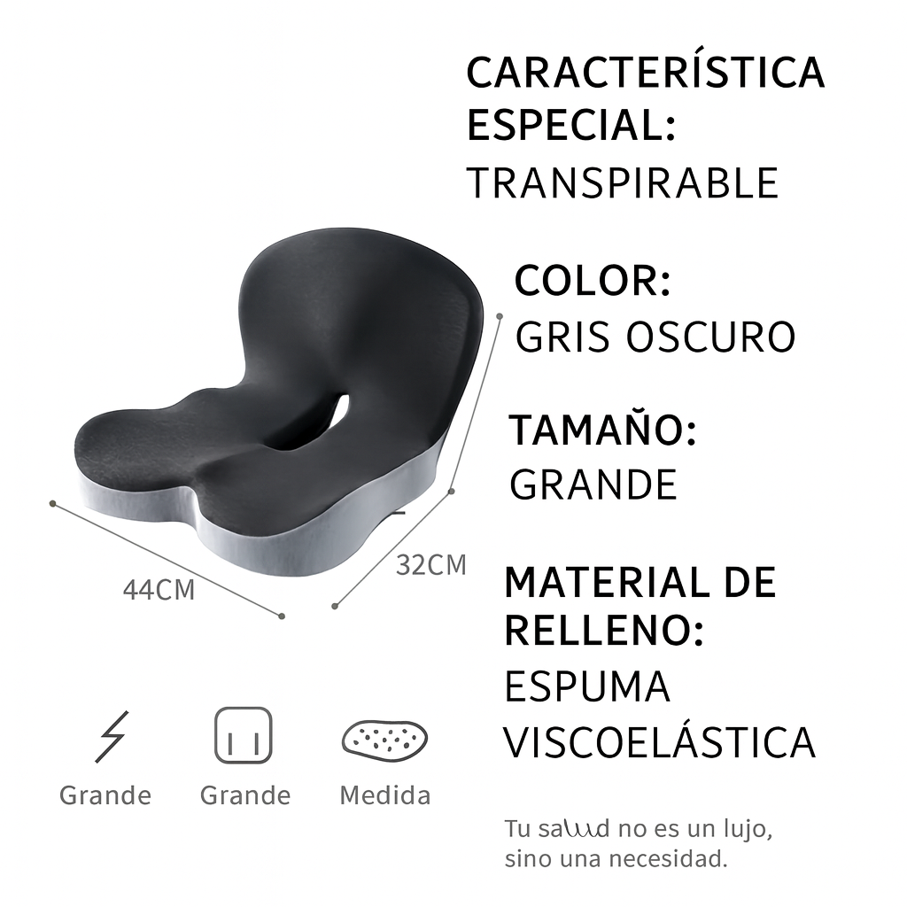 Cojín de Asiento Ortopédico de Espuma Viscoelástica