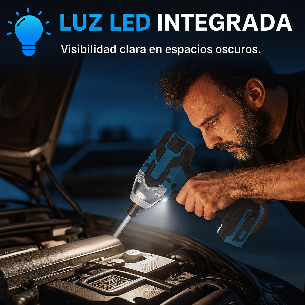 TALADRO DE IMPACTO + ACCESORIOS + 2 BATERIAS GRATIS