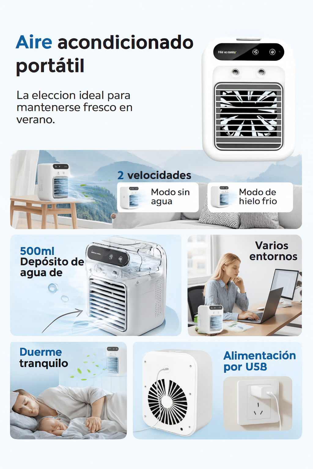 Mini Aire Acondicionado Portátil