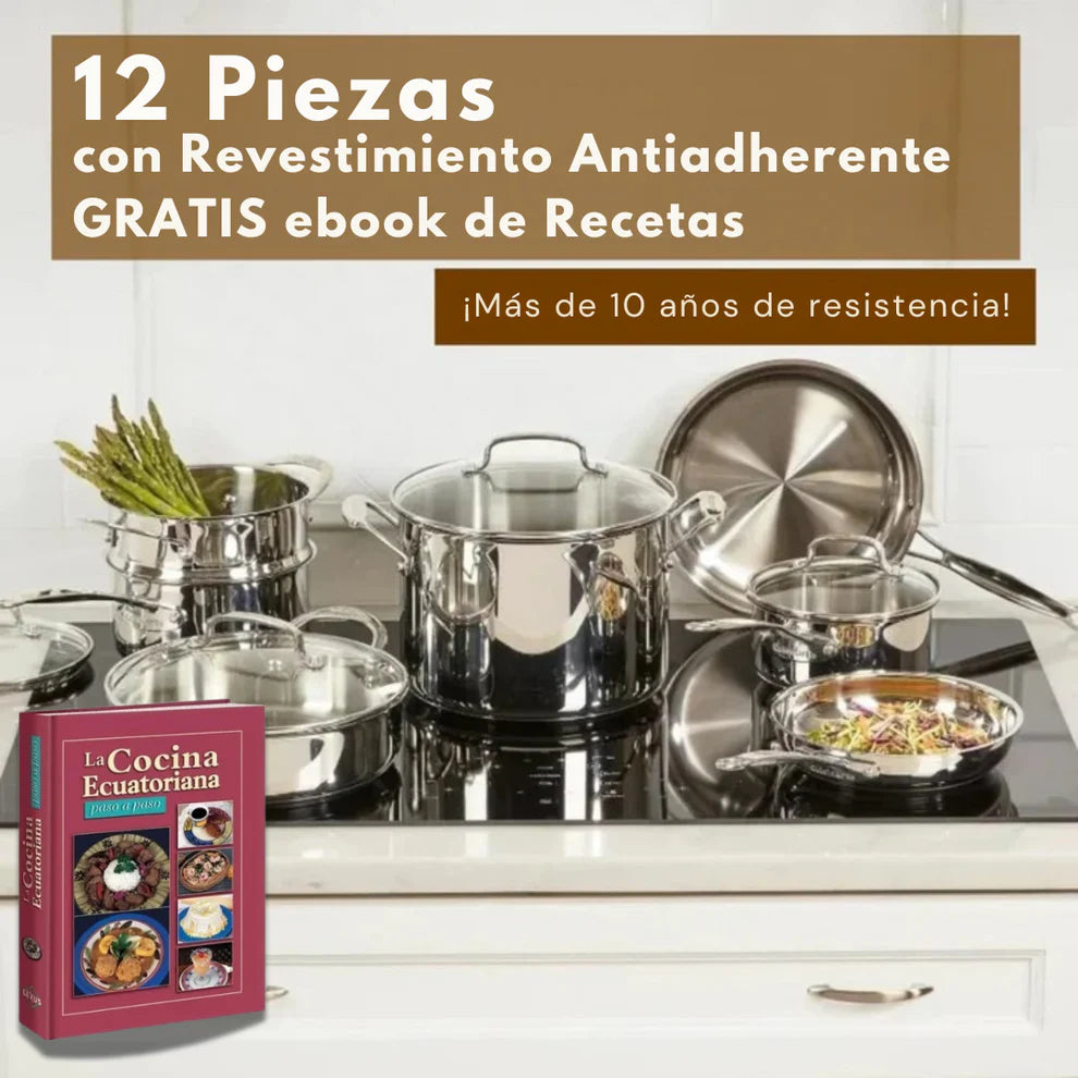 SteelChef®: 12 PIEZAS DE ACERO INOXIDABLE