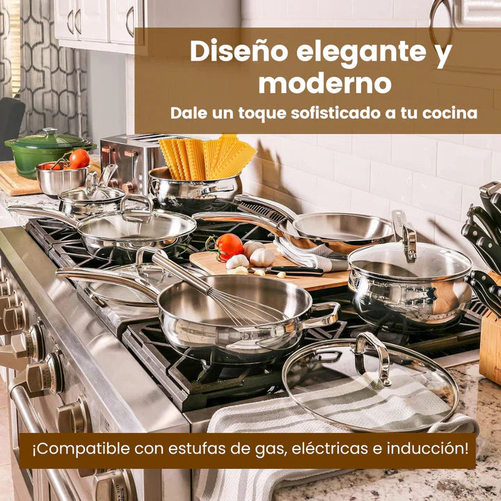 SteelChef®: 12 PIEZAS DE ACERO INOXIDABLE