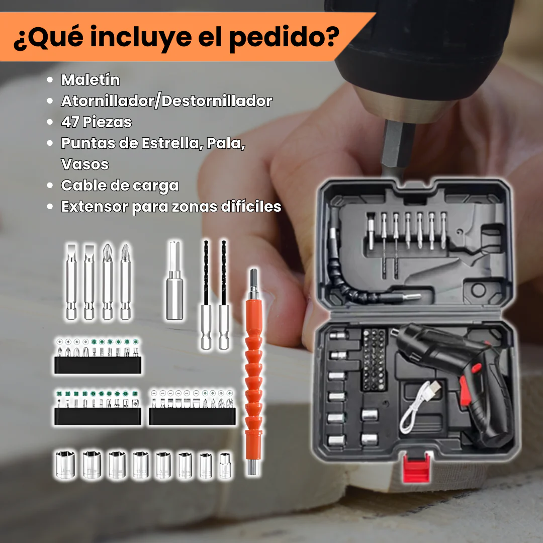 DESTORNILLADOR ELECTRICO +MALETIN+ ACCESORIOS + ENVIO GRATIS