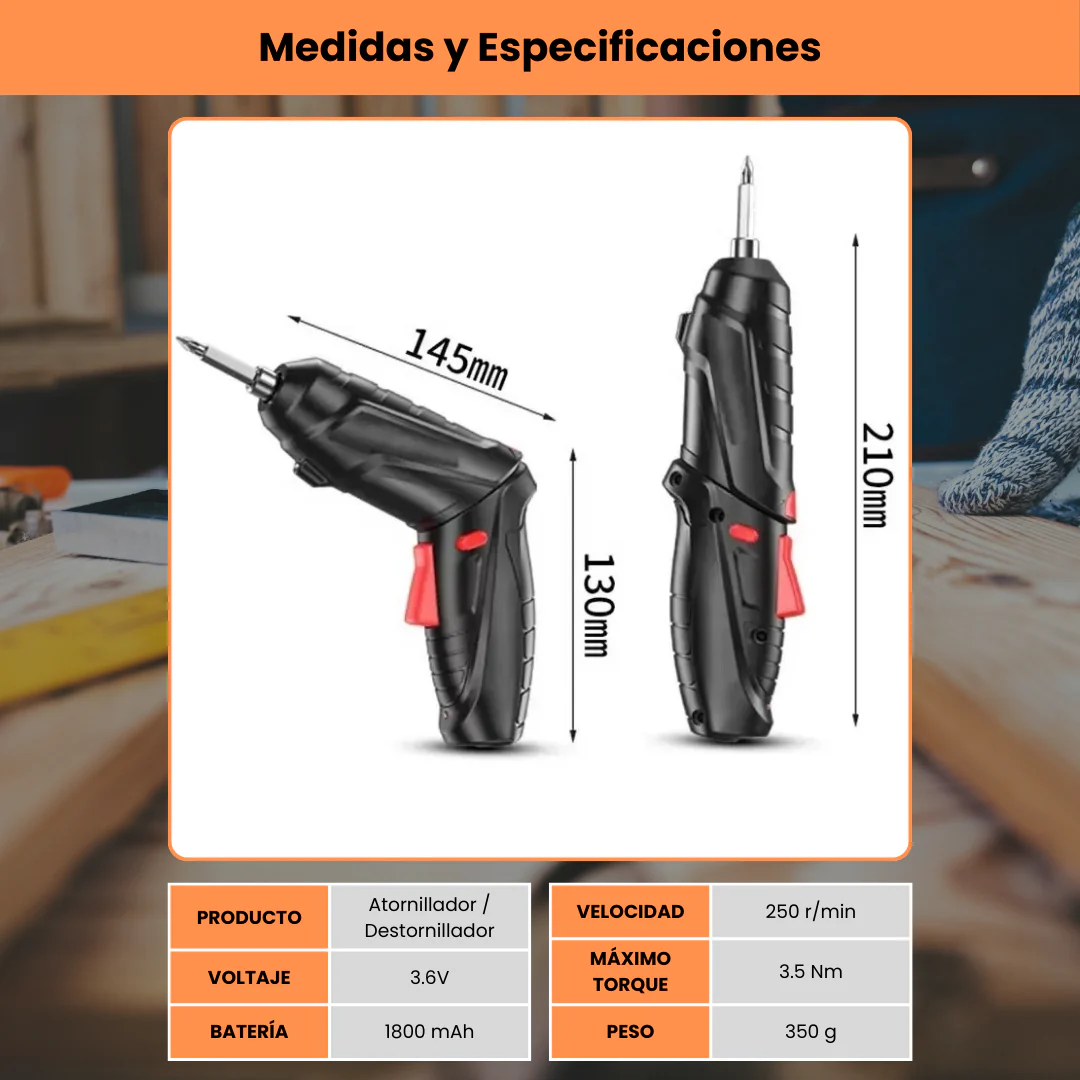 DESTORNILLADOR ELECTRICO +MALETIN+ ACCESORIOS + ENVIO GRATIS