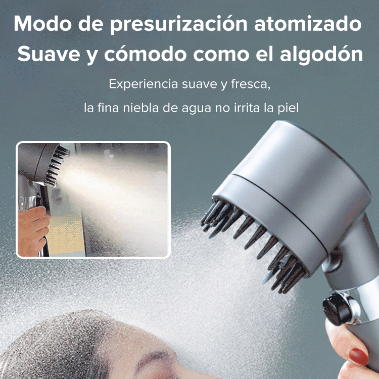 🚿2X1 Cabezal de ducha multifuncional de ajuste con un botón y masaje alemán