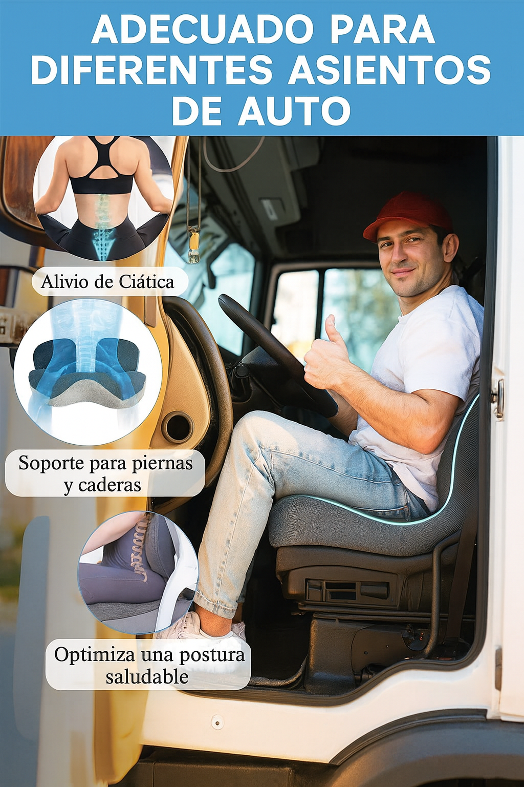 Cojín de Asiento Ortopédico de Espuma Viscoelástica