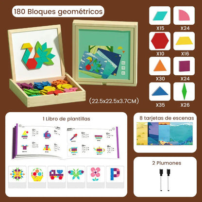Juego de rompecabezas de bloques magnéticos de madera GRATIS patrones +tarjetas y plumones🧩