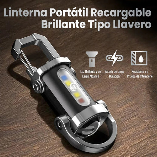 2X1 Linterna portátil recargable y brillante para llavero