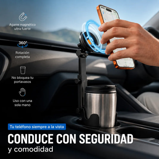 Soporte para Celular tipo portavasos, compatible con todos los teléfonos y autos