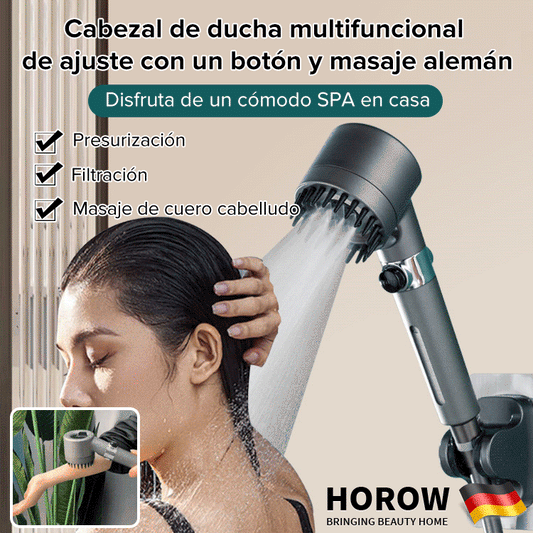 🚿2X1 Cabezal de ducha multifuncional de ajuste con un botón y masaje alemán