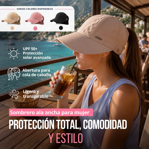 Elegante gorro solar UPF 50+ plegable de ala ancha